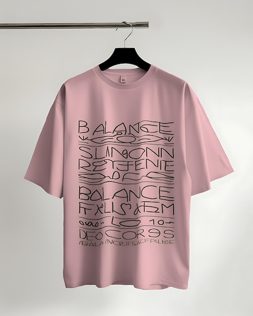 Vector a pink shirt with the words balance on it