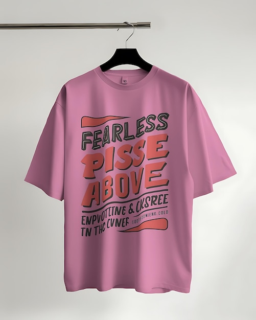 a pink shirt with the words fear above it