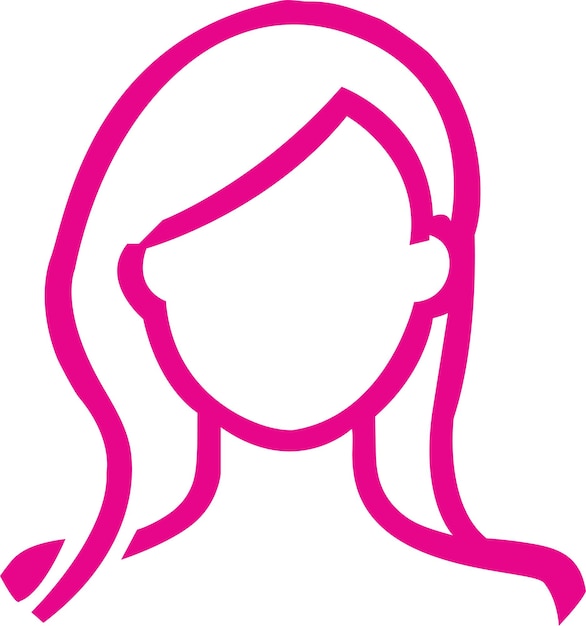 A pink silhouette of a woman with long hair and a long hair