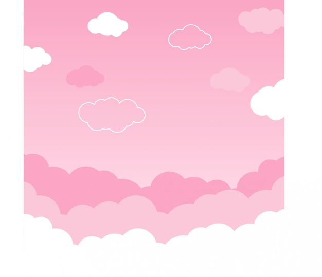 Pink sky with clouds background vector