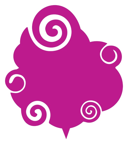 Pink Speech Cloud Vector With White Outline And Shadow Effect And Funky Twirls