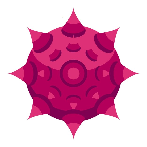 Vector pink spiky ball floating with geometric shapes