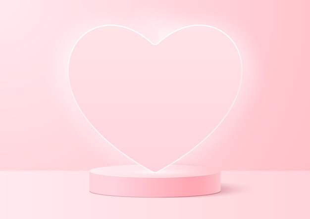 Pink stage with backlit heart shaped podium