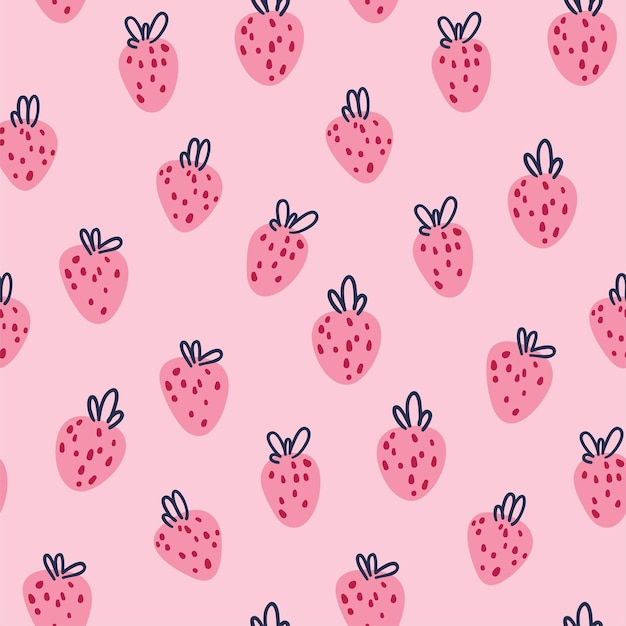 PINK STRAWBERRY SEAMLESS PRINT PATTERN