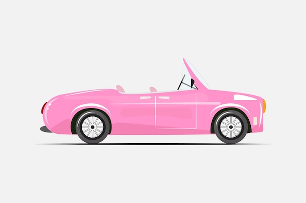 Vector pink stylish car for women girls without roof in flat cartoon style