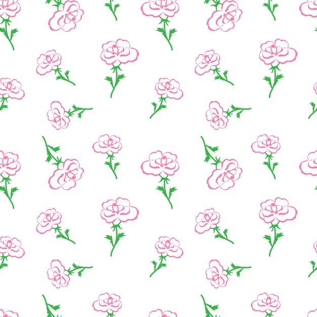 Pink stylized roses patternwhite