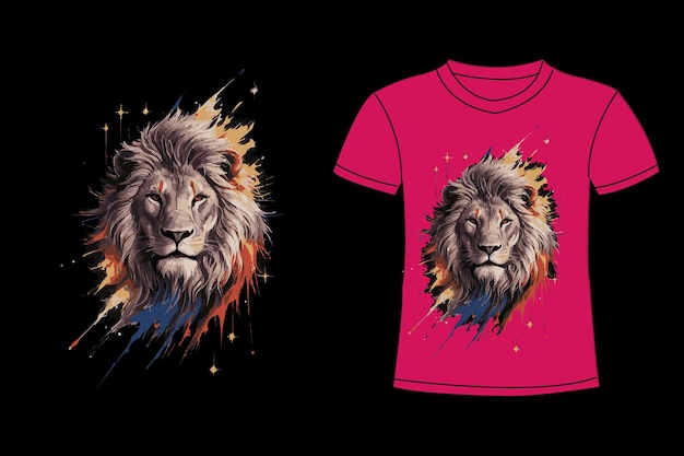 Vector a pink t shirt with a lion on the front and the words lion on the front