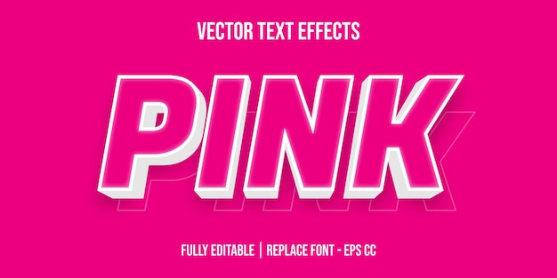 Pink text effects with white color combination