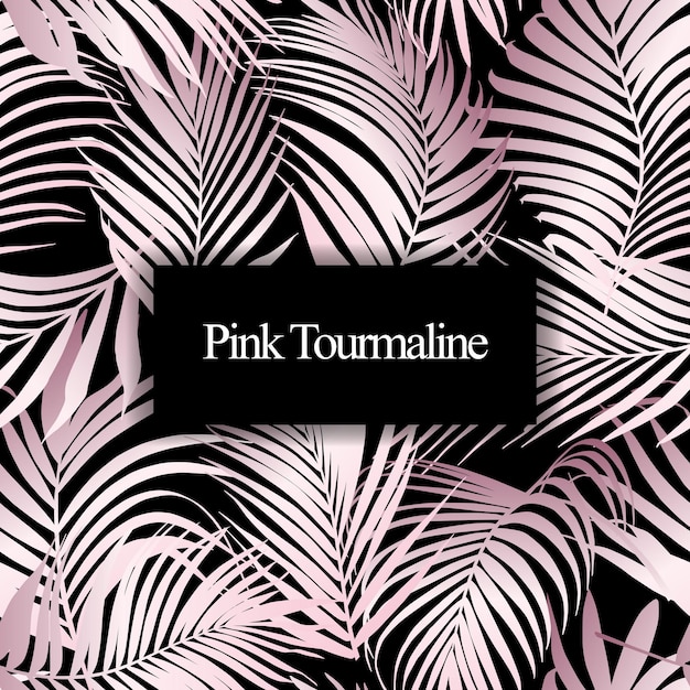 Pink tourmaline palm leaf vector seamless pattern