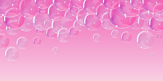 Pink transparent bubbles background