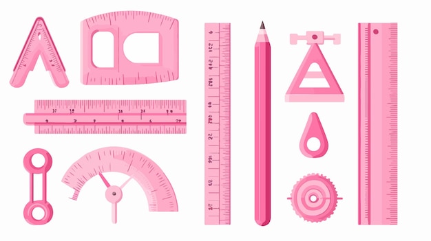 Pink Triangular Ruler Vector Set for Professional Design Work