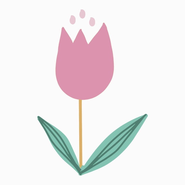 Pink tulip cartoon cute illustration element object collection decoration style