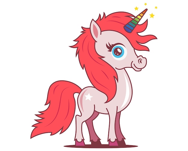 Pink unicorn with multicolored horn