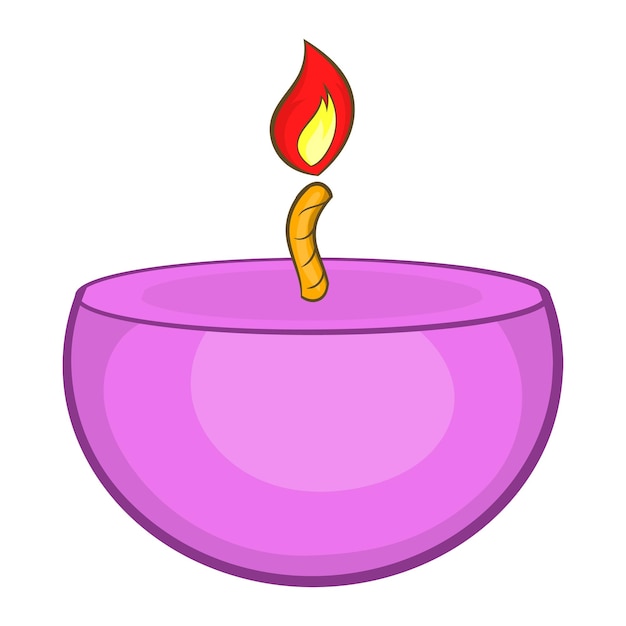 Pink urning candle icon in cartoon style on a white background