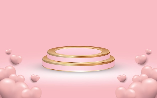 Pink Valentine Day Background with Podium