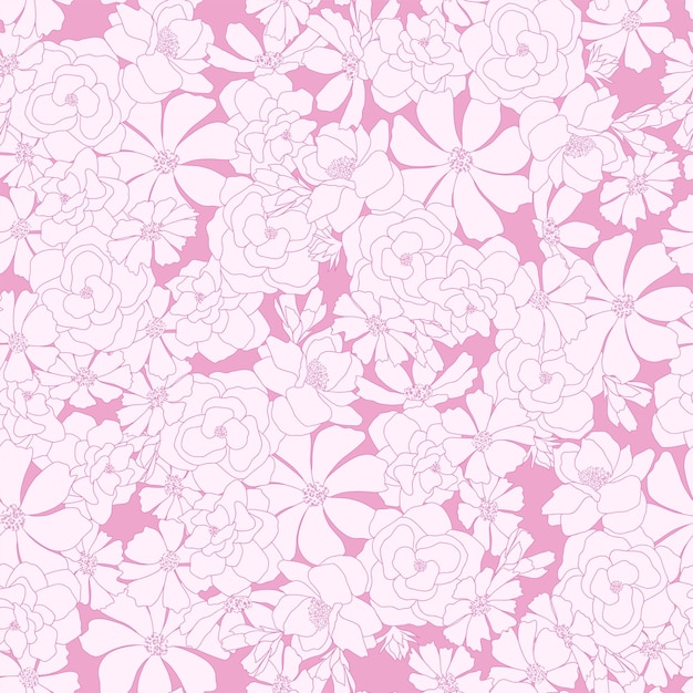 Pink Vintage Flower Garden Pattern