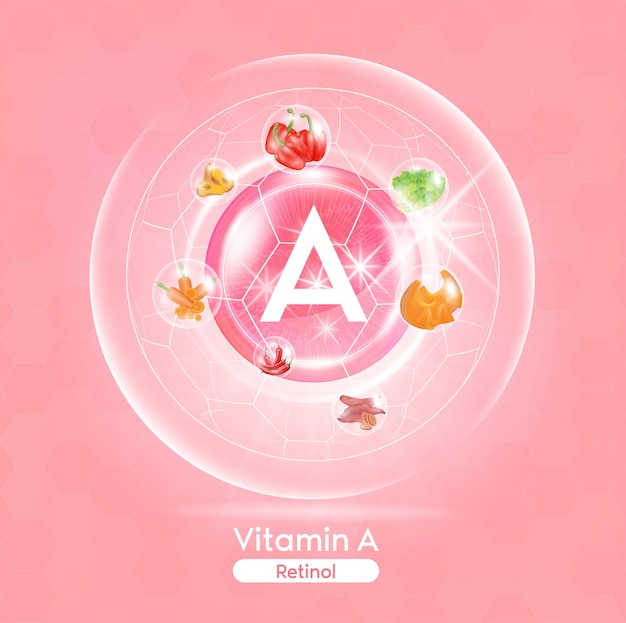 Pink vitamin A Medicine capsule Fruits and vegetables that neutralize free radicals