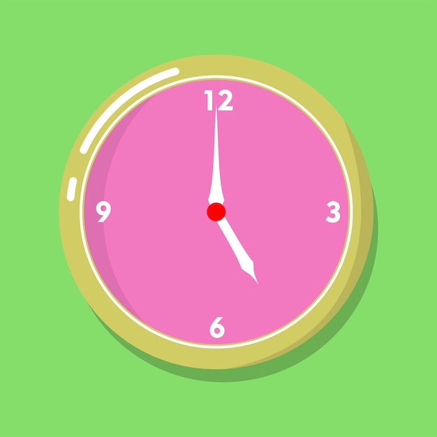 pink wall clock on green background icon vector illustration