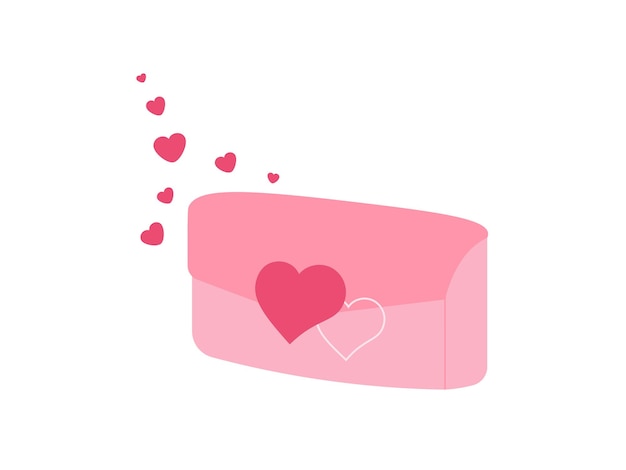 Pink Wallet With Hearts Illustration