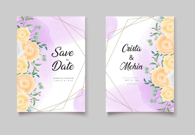 Pink watercolor weddiing invitation card set