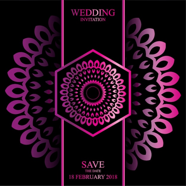 Pink Wedding Invitation with Mandala