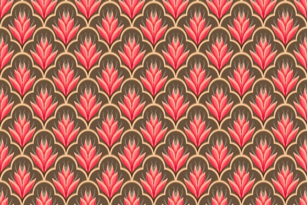 Pink White on Brown Geometric ethnic oriental pattern traditional Design for backgroundcarpetwallpaperclothingwrappingBatikfabric vector illustration embroidery stylexDxA