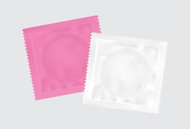 a pink and white condom packaging