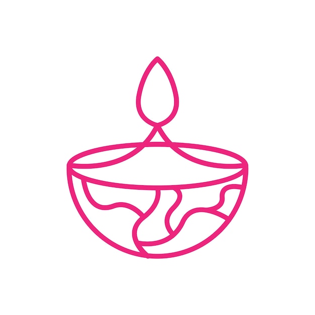 A pink and white illustration of a candle in a candle holder.