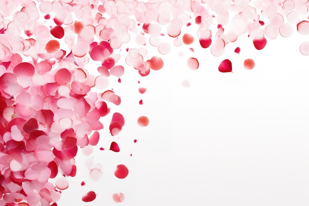 pink and white petals on a white background