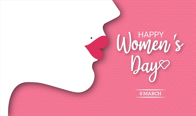 A pink and white poster for women's day on march 8, 2020.