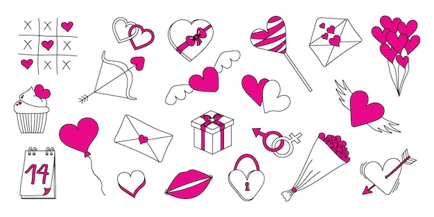 Pink and white Valentines stickers