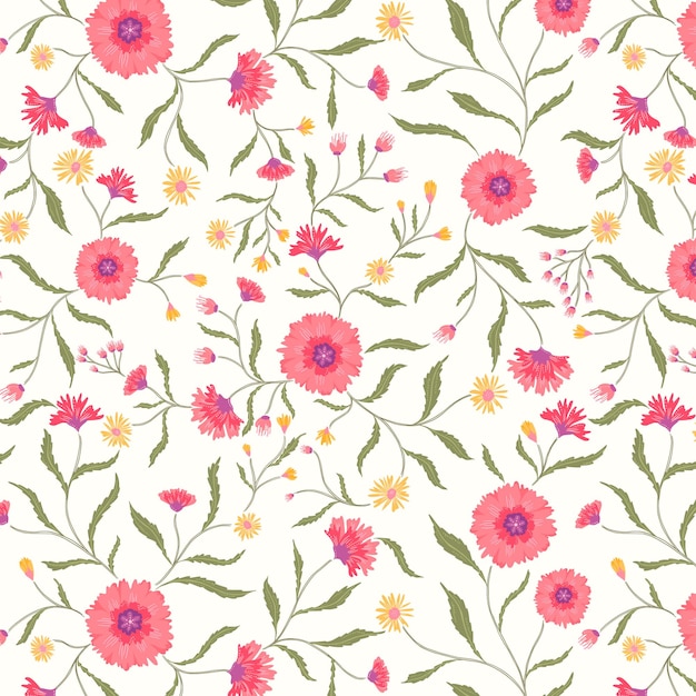 Pink Wild Floral Garden Pattern