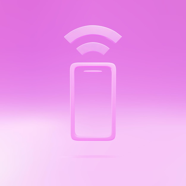 Pink Wireless smartphone icon isolated on pink background