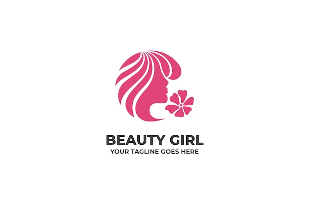 Pink Woman Beauty Fashion Logo