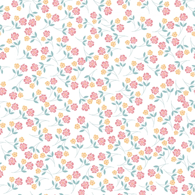 Pink and yellow flower seamless pattern