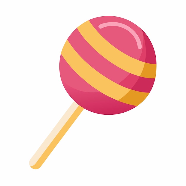 Vector a pink and yellow lollipop with a yellow stripe on it