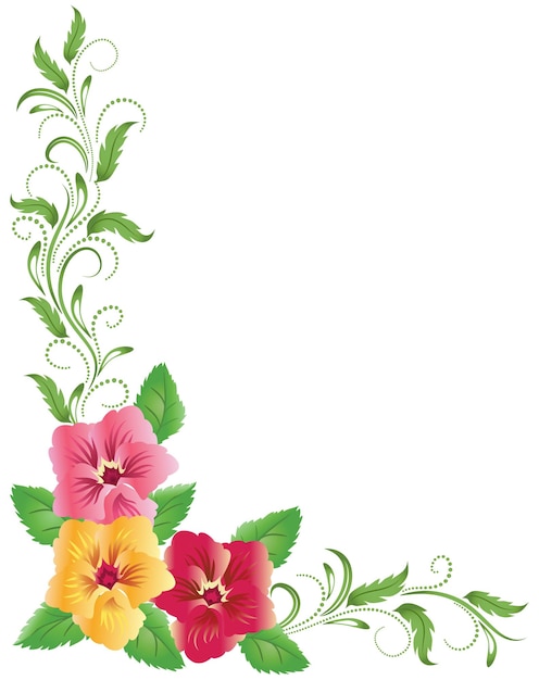 Pink and yellow Pansies corner ornament