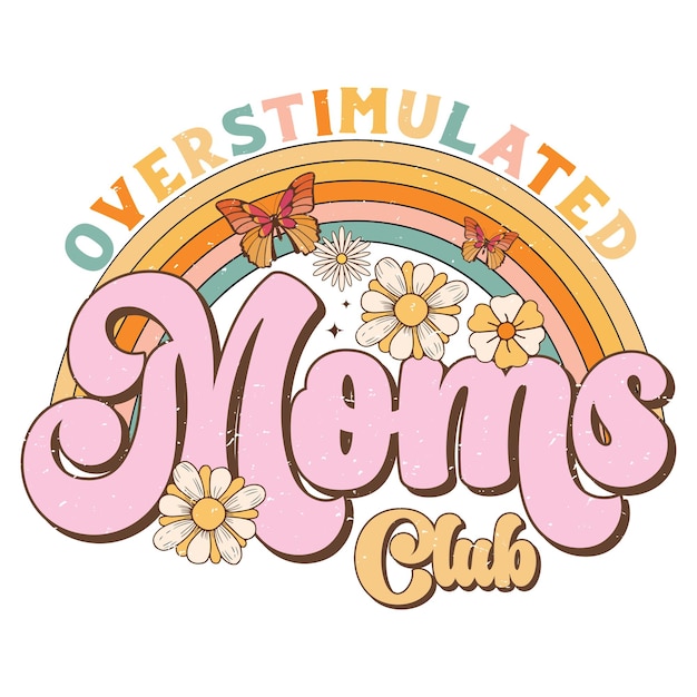 A pink and yellow sign that says overpitated moms club.