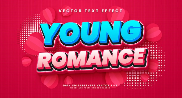 Pink young romance editable text 3d vector text effect suitable for romantic theme