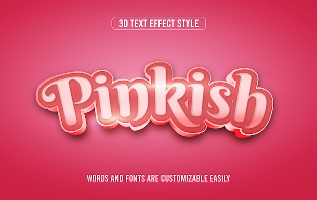 Pinkish 3d editable vector text effect style