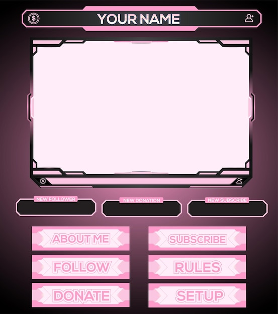 pinkish facecam overlay live stream gaming element vector design