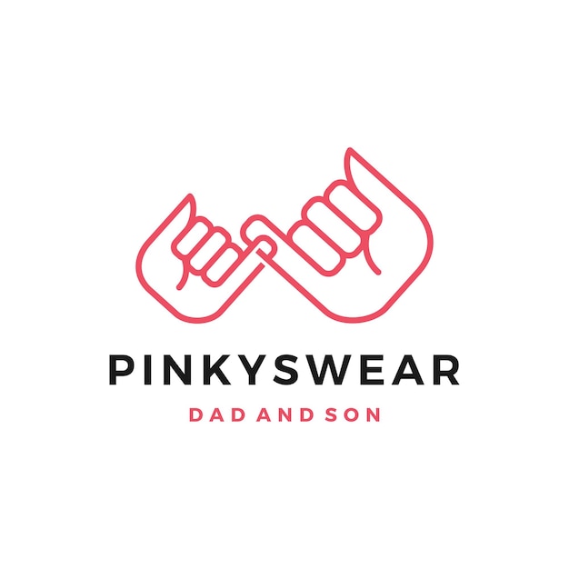 Pinky swear promise dad and son daughter little finger hand logo vector icon illustration