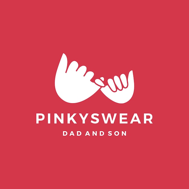 Pinky swear promise dad and son daughter little finger hand logo vector icon illustration