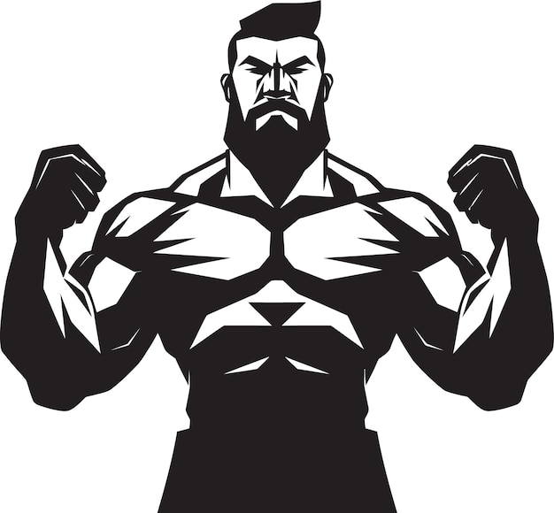 Pinnacle of Power Monochromatic Vector Tribute to Bodybuilding Dominance Muscle Marvel Black Vector