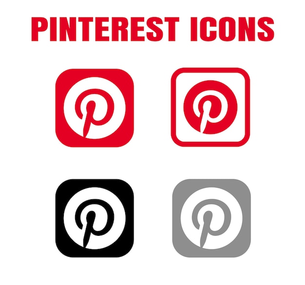 Vector pinterest logo icon symbol set