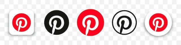 Pinterest logo icons collection in different style on a transparent background