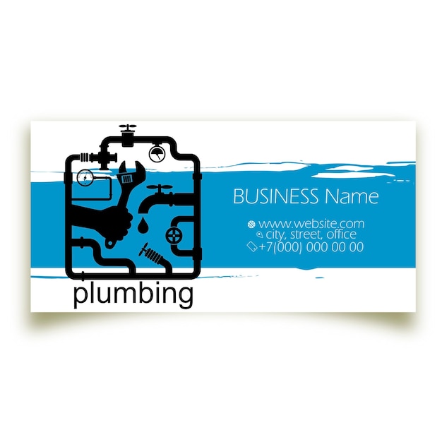 Pipe system plumbing repair and service Business card concept for plumber