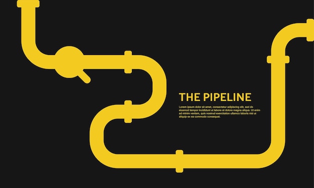 Pipeline infographic. Oil flat vector design with black background.