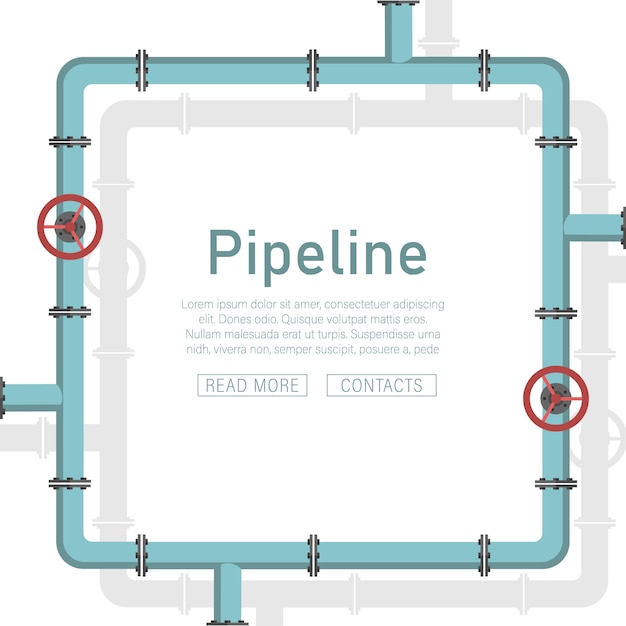 Vector pipeline . valve, pipe connectors, meters, pipe details  set.