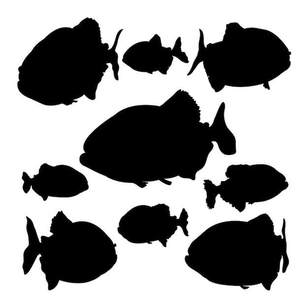 Vector piranha fish animal silhouettes